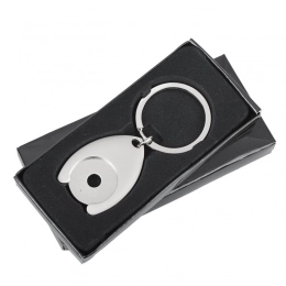 Disc token metal keyring, silver