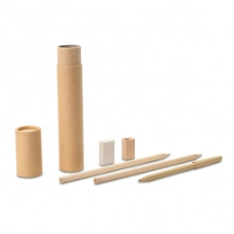 Stationery set in a tube, beige