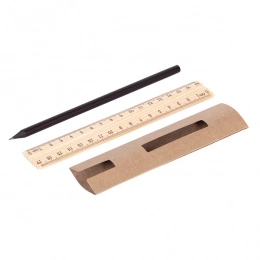 Simple pencil and ruler set, beige