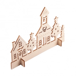 Xmas Town wooden cut-out, beige