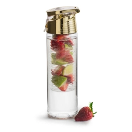 Fresh water bottle with fruit container, gold