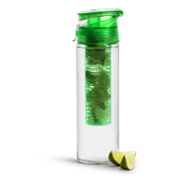 Fresh water bottle with fruit container, green
