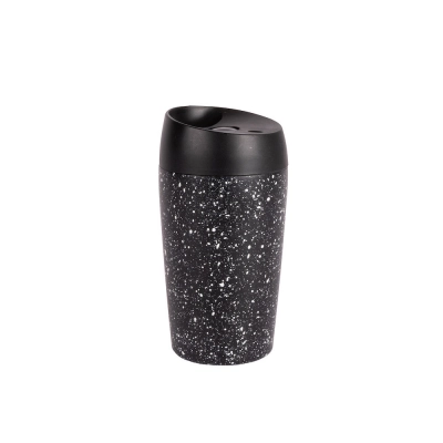
                                            Travel mug with lid, black and white
                                            