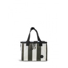 Городская термосумка STRIPE из переработанного пластика rPET, маленькая, зелено-белая.