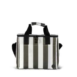 Городская термосумка STRIPE rPET большого размера, зелено-белая.