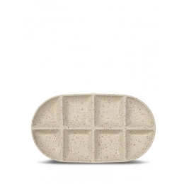 DITTE serving plate, large, beige/burgundy