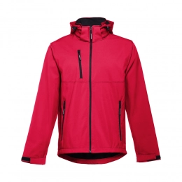 THC ZAGREB II. Mens softshell jacket with detachable hood and rounded back hem