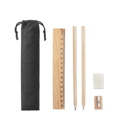 
                                                POCKETY. Writing set supplied in a non-woven pouch
                                                