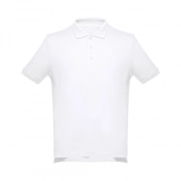 THC ADAM WH. Mens short-sleeved cotton piqué polo shirt. White