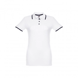 THC ROME WOMEN WH. Womens Polo Shirt with contrast colour trim and buttons