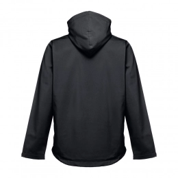 THC ZAGREB. Mens softshell jacket with detachable hood and rounded back hem