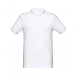 THC MONACO WH. Mens short-sleeved piqué polo shirt in 100% cotton