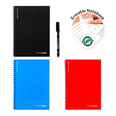 
                                                INFINITEBOOK БЕЗ ЛИНИЙ A5. A5 Infinitebook с гибкой обложкой и 15 чистыми страницами для записей маркером.
                                                