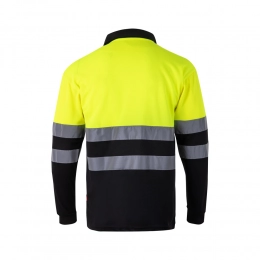 VL VULCAN LARGE. Two-tone bird-eye polo shirt (160g/m²) with long sleeves, in polyester (100%)