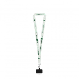 HARLOW. Polyester sublimation lanyard with carabiner, safety clasp, and smartphone holder