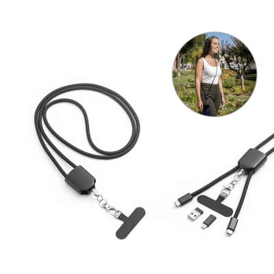 
                                                ZEWAIL. Ланьярд с держателем для смартфона, кабелем USB-C и различными адаптерами из переработанного ABS TPE
                                                