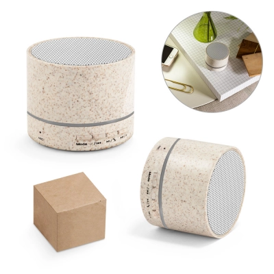 
                                                RE-LINEU. 3W portable speaker with 4h30m battery life in straw fibre and recycled ABS (100% rABS)
                                                