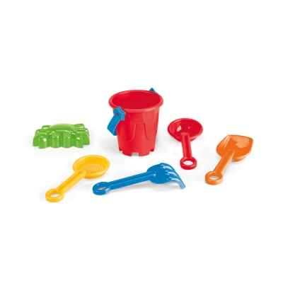 
                                                VALLARTA. PP beach bucket with 5 accessories: 3 shovels, 1 rake, 1 fish or 1 crab
                                                
