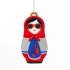 Christmas Ornament Matryoshka with Patterns (Red and Blue)