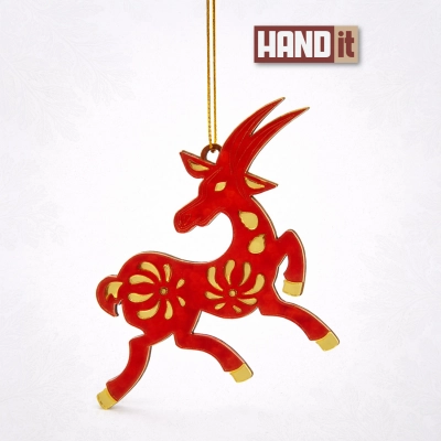 
                                                Christmas Ornament Goat (Red with Gold)
                                                