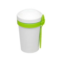 Lunch Box Cereal to Go Green Line with Spoon (Salad Green)