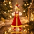Christmas Ornament Goat in a Sarafan (Red and White)