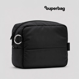 Несессер Superbag Bubble, стёганый, на молнии, с креплением на кольцо-карабин (черный)