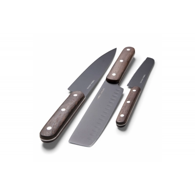 
                                                Orrefors Jernverk knife set wood set of 3
                                                
