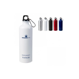 Water bottle aluminum with carabiner 750ml