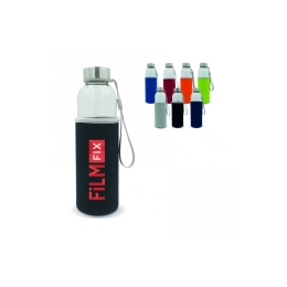 Water bottle glass with sleeve 500ml