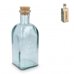 InSideOut Square Recycled Glass Water Bottle ReuuZ with Cork Stopper 500ml