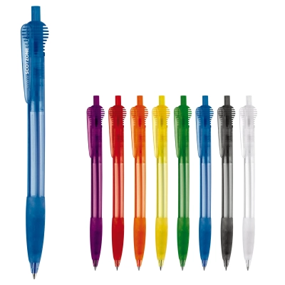 
                                            Шариковая ручка Cosmo с прозрачным корпусом и круглым клипом из резины
                                            