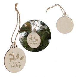 Bauble shaped wooden Christmas ornament