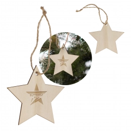 Star shaped wooden Christmas ornament