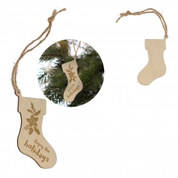 Stocking shaped wooden Christmas ornament