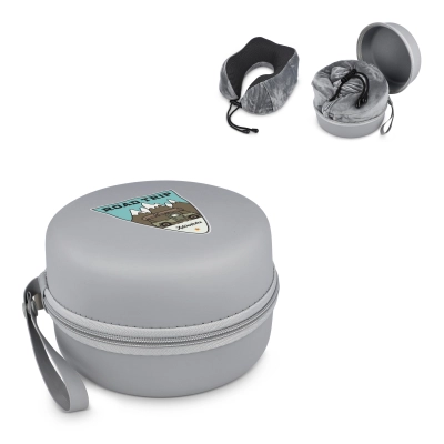 
                                                Contoured memory foam travel pillow with EVA case
                                                