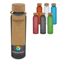 Frosted glass bottle with cork lid 500ml