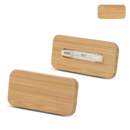 Значок с именем из бамбука с булавкой