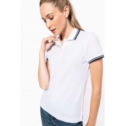 LADIE'S SHORT-SLEEVED POLOSHIRT WITH CONTRASTING PIPING