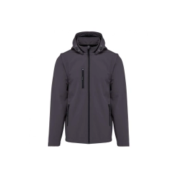 UNISEX 3-LAYER SOFTSHELL HOODED JACKET WITH REMOVABLE SLEEVES