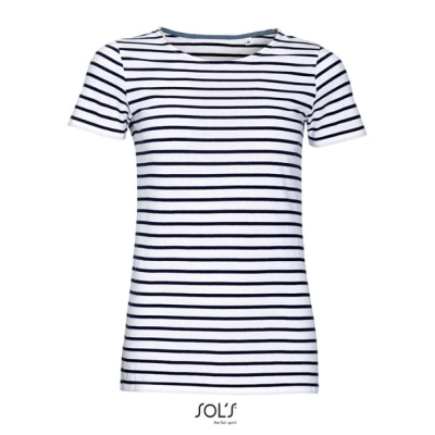 
                                            SOL'S MILES WOMEN - ROUND NECK STRIPED T-SHIRT
                                            