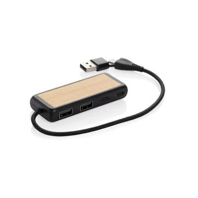 
                                                USB-хаб с двумя входами из переработанного пластика и бамбука Link RCS
                                                