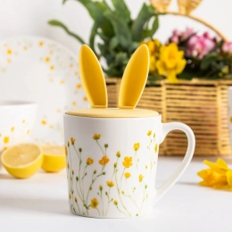 Фарфоровая кружка с силиконовой крышкой 330 мл