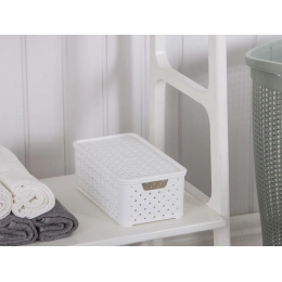 Ariannal medium basket with cover 29x16,6x11,2cm col. white