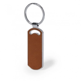 Electronics. Keyring with front and back part made from recycled leather