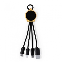 Electronics. Charging cable with carabiner clip, bamboo element