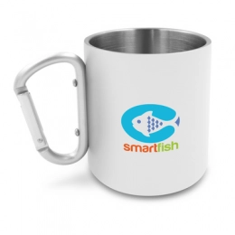 Drinkware. Recycled stainless steel mug 280 ml with carabiner clip | Pari