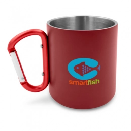 Drinkware. Recycled stainless steel mug 280 ml with carabiner clip | Pari