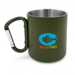 Drinkware. Recycled stainless steel mug 280 ml with carabiner clip | Pari