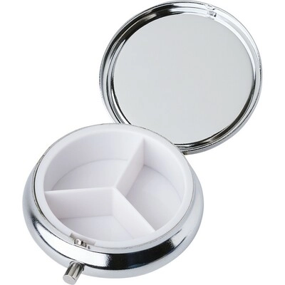 
                                            Home. Metal pill box with 3 compartments, mirror
                                            